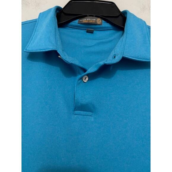 Peter Millar Polo Shirt Golf Mens Size Large Stretch Summer Comfort Blue Aqua - Picture 6 of 6
